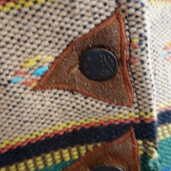 Vintage Jane Ashley Western Rodeo Vest Woven Suede Stars Women Large Petite - Picture 8 of 13